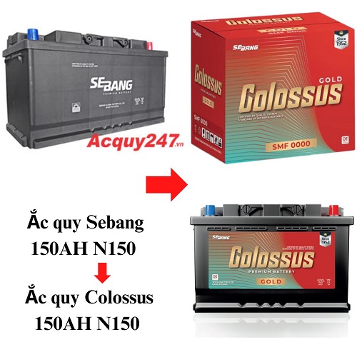 ắc quy Sebang 150AH N150 thay đổi bao bì