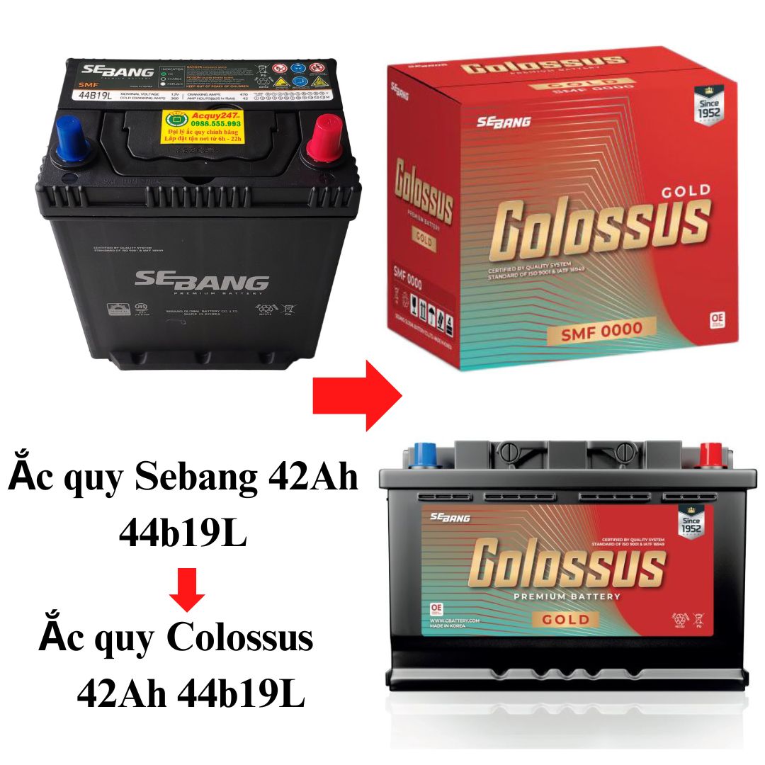 ắc quy Sebang 42AH 44b19l thay đổi bao bì